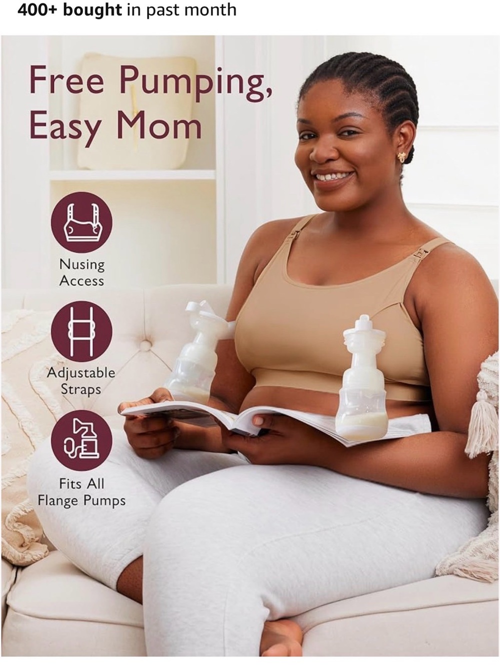 Momcozy Mocha Pumping Bra - Mocha, XL - Picture 10 of 10